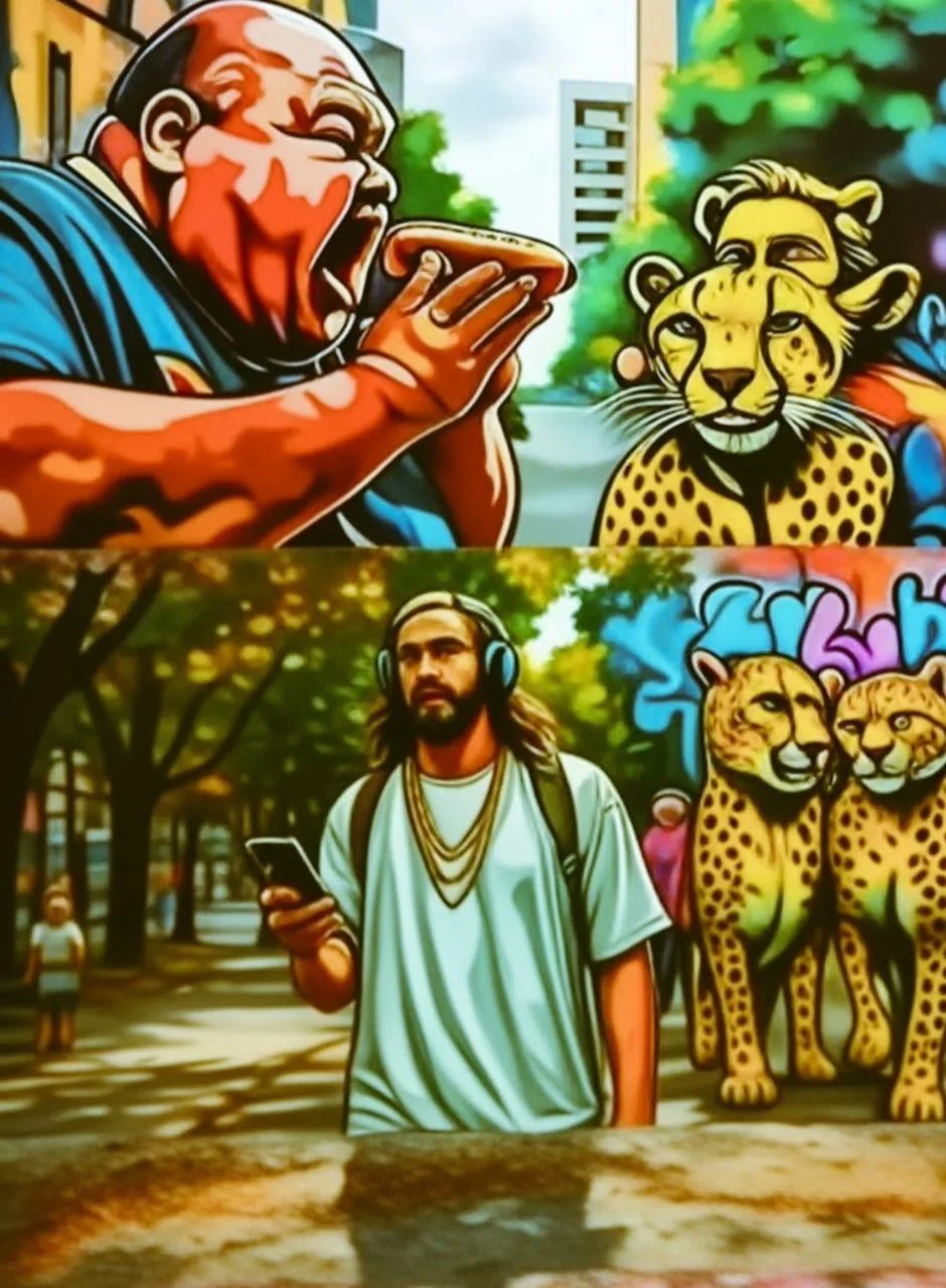 Vivid street illustration from the Chaos City Canvas portfolio